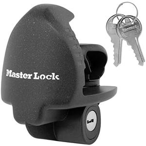Master Lock Black Universal Size Trailer Hitch Lock, Trailer Coupler Lock for Securing RV’s, Horse Trailers, Tool Trailers and More, 379ATPY 