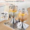 VEVOR Beverage Dispenser, 2.1 Gallon x 2 Drink Dispenser for Parties, Stainless Steel + Plastic Juice Dispensers with Spigot Ice Chamber Tray, Iced Tea Lemonade Dispensers, for Restaurants, Hotels