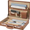 Briefcases for Men, Carrying Case Document Professional Leather Briefcase with Lock, Business Brief Case for 16 Inch Laptop Documents, Durable Executive Attache Case for Work Office Travel, Brown