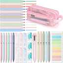 Asten 35 Pcs Aesthetic School Supplies, Clear Pencil Case with Pastel Pens and Highlighter, Mechanical Pencil 0.5 & 0.7 mm, 6-in-1 Multicolor Pen, Book Annotation Kit, College School Supplies for Girl
