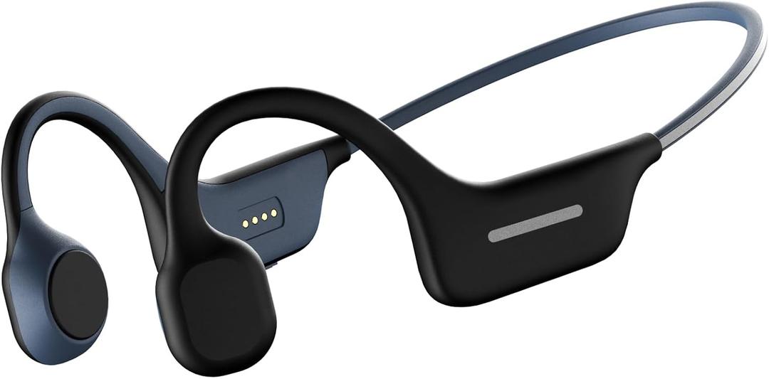 Upgraded Open Ear Headphones Wireless Bone Conduction Sport Headphones with Reflective Strips for Night Running, Cycling, Built-in Mic, Wireless Earphones for Sweat Resistant, Comfortable Fit(Black)