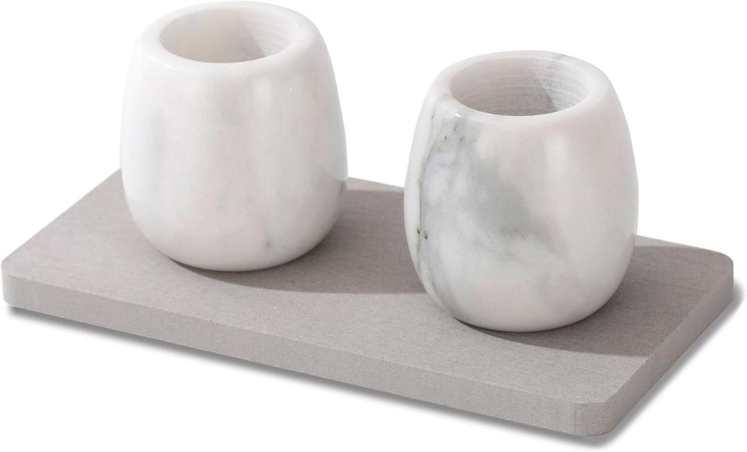 Electric Toothbrush Holder, Toothbrush Holders Travel Set with Tray and Bag, 2 Pcs Marble Electric Toothbrush Holder for Bathroom (White)