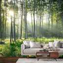 Sunshine Forest Peel and Stick Wallpaper Landscape Tree Wallpaper Large Nature Scenery Wall Mural for Living Room