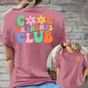Grandma Shirt Woman Cool Grandma Club T-Shirt Floral Graphic Tee Nana Gifts Shirts Funny Letter Print Tops (S)