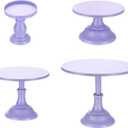 uxcell 4pcs Cake Stand Set, 3/8/10/12 Inch Metal Cake Stands Dessert Table Display Set for Dessert Table Wedding Birthday Party Supplies, Purple