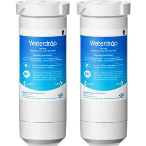 Waterdrop XWF Refrigerator Water Filter, Replacement for GE XWF, WR17X30702, NSF 42/372 Certified, Compatible with GE GNE27, GFE26, GDE25, GSS25, PSE25 Series Refrigerators, 2-Pack (Not XWFE)