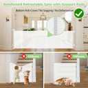 Reinforced 96" Wide Retractable Baby Gates Extra Wide Dog Gate with Support Rods - Prevent Crawling Under, Retractable Dog Gate Indoor Outdoor Retractable Gate Wide Baby Gates for Large Openings,White