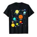 Kids Colorful Planets Solar Systems Mens Boys Space Science T-Shirt S