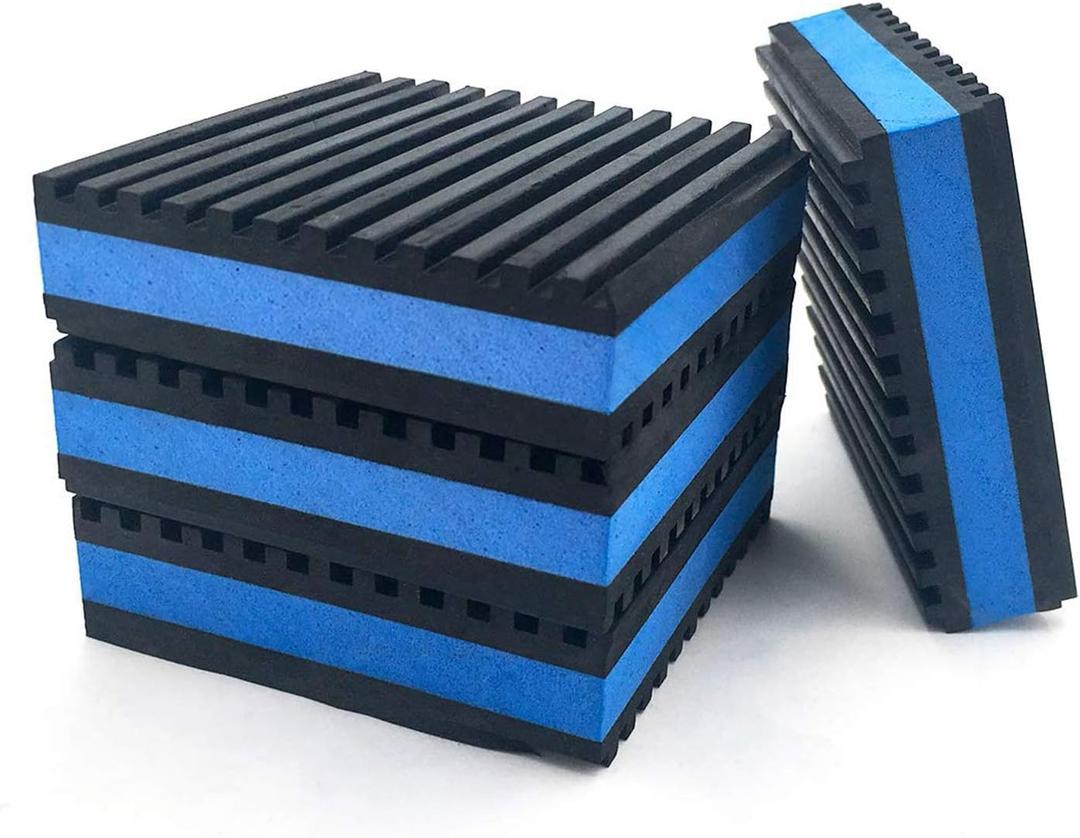 LBG Products Rubber Anti-Vibration Isolator Pads,Heavy Duty Blue EVA Pad for Air Conditioner,Compressors,HVAC,Treadmills etc(4'' X 4'' X 7/8")