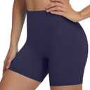 Moozava No Front Seam Womens 3"/5"/8" Workout Biker Shorts - High Waisted Tummy Control Spandex Shorts for Yoga Running Gym (Navy)