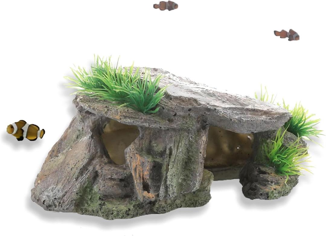 Betta Fish Hideout Cave Aquarium Rock Decor for Small Tank 5.5 x 2.9 x 2.9 Inches Shelter for Betta Fish Guppies Shrimp with Natural Stone Look Lightweight Resin