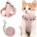 Cat & Dog Vest Harness - All Weather Mesh, Reflective Strap, Step-in Adjustable for Small Cats & Dogs (Pink-Pattern) (X-Small (Chest: 8"-9"))