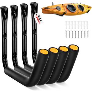 SEDY 4-Piece 15" 100 Lbs Heavy Duty Garage Storage Hooks, Kayak Storage Rack Garage Hooks Jumbo Arm Kayak Wall Mount for Hanging Surfboard Snowboard Paddle Board Ladders Bikes