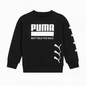 PUMA Kids Logo Crew Neck Sweatshirt Casual - Black, 116