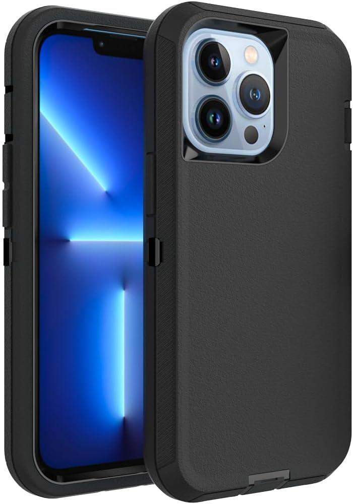 Case for iPhone 13 Pro Max, Heavy-Duty Tough Rugged Shockproof Drop Protective Cover Phone Cases, Black