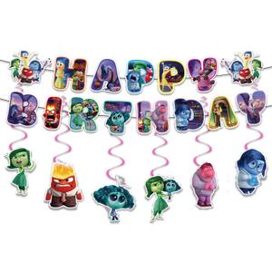 Inside Out Party Supplies, 12pcs Inside Out Hanging Swirls and 1 Happy Birthday Banner for Inside Out Party Decoration