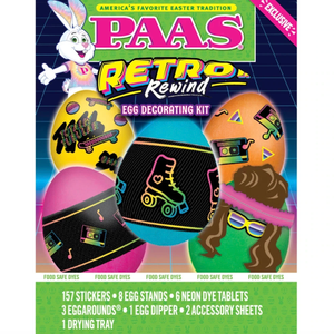 PAAS Retro Rewind 80's-themed Easter Egg Decorating Kit, Dying, 4PCS