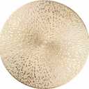 Snowkingdom Gold Placemats Round Set of 8, Gold Metallic Hollow Vinyl 15 Inch Round Placemat, Washable Wipeable Easy Clean Non Slip Stain Kitchen Dining Table Place Mats for Wedding Party Decoration