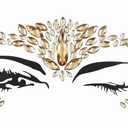 face jewels for makeup Festival Wedding Face Gems Temporary Tattoos mermaid halloween Bindi Fusion Headpiece Body Jewellery bindi face jewel(Topaz gold/SR16)