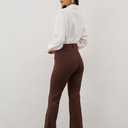 VIMPEP Womens Classic Yoga Dress Pants High Rise Flare Soft Feeling Pull On Work Yoga Pants for Business Office Work 2102 (Brown)