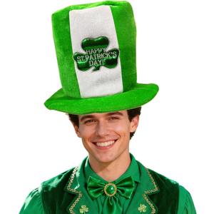 Happy St. Patrick's Day Hat - Green & White with Embroidered Shamrock
