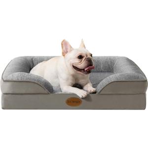 Pet Bed for Large Dogs and Cats, Waterproof Orthopedic Dog Sofa Bed, Supportive Foam Pet Couch Bed with Washable Removable Cover, Waterproof Lining and Nonskid Bottom (Medium, Grey)
