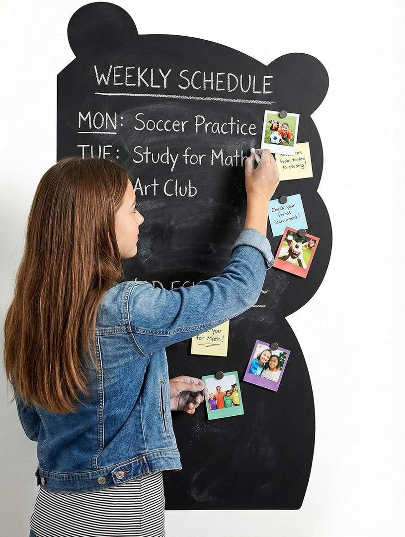 Cartoon-Style Magnetic Wall Chalk Board for Kids - Peel & Stick Magnetic Board for Drawing, Writing & Learning - Chalkboard Wall Sticker for Playrooms, Bedrooms, Classrooms & Homeschool - Bear