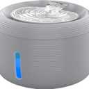 SIBAYS 3.5L/118oz Large Capacity Cat Water Fountain, Automatic Quiet Pet Water Fountain for Cats Indoor Cat Drinking Fountain, Dog Water Bowl Dispenser with LED Light & Water Level Window(FS77, Grey)