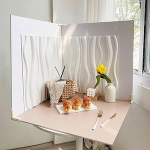 5PCS 8Patterns Large 3D Stereoscopic Photography Background Boards 24x24IN Double Sided Waterproof Reusable Photo Backdrops for Product Food Jewelry Cosmetics Props (White Coffee)
