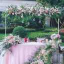 Over the Table Rod Stand with Clamps Adjustable 13''-42'' Tall 29"-98" Length Set of 2 White Table Arch Hanging for Wedding Birthday Party Halloween Christmas Decoration