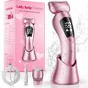 Electric Bikini Trimmer for Women: Upgrade Rechargeable Painless Shaver for Body Hair - IPX7 Waterproof Cordless Razor with LED Display for Face/Leg Deep Pink
