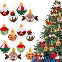 Hoolerry 5 Pcs Crochet Christmas Stocking Stuffers Gifts 2.75 Inch Handmade Crochet Hanging Tree Ornament Christmas Pine Cone Santa Claus Elk Ornament for Xmas Winter Party Favor