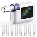 Portable Breathalyzer, Digital Alcohol Breathalyzer for Personal Use, Breathalyzer Test for Alcohol, Breathalyzers for Alcohol Screening with Tri-Color BAC Display-8 Mouthpieces