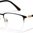 ZanyLen Blue Light Blocking Glasses Men Computer Gaming Glasses Rectangle Metal Semi-rimless Frame