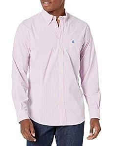 Brooks Brothers Men's Long Sleeve Button Down Performance Stretch Shirt, Patterned (Red/ Blue Stripe, Small)