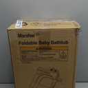 MoreFeel Collapsible Baby Bathtub for Newborn with Thermometer & 1 Hooded Towel & 1 Soft Floating Cushion,Portable Travel Bathtub with Drain Hole, Durable Foldable Baby Tubs for Infants to Toddler