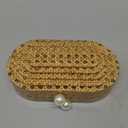 Women Acrylic Rattan Clutch Purse Rattan Woven Evening Bag Wedding Party Purse Summer Beach Wicker Shoulder Handbag