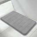 Yimobra Memory Foam Bath Mat, Super Soft Absorbent Bathroom Rug Non-Slip 31.5x20 Inch, Quick Dry, Machine Washable Floor Carpet for Tub Shower, Home Decor Accessories, Gray (Grey)