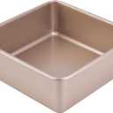 8-Inch Nonstick Deep Square Cake Pan with Removable Bottom, Baking Sheet and Brownie Pan 8.7" x 8.7" X 3.2" (Champagne Gold)