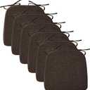 Chair Cushions for Dining Chairs, 2" Thick Seat Cushions for Kitchen Chairs, D-Shaped Chair Pads with Washable Cover, Ties and Non Slip Backing, 17'' x 16'', Set of 6, Brown