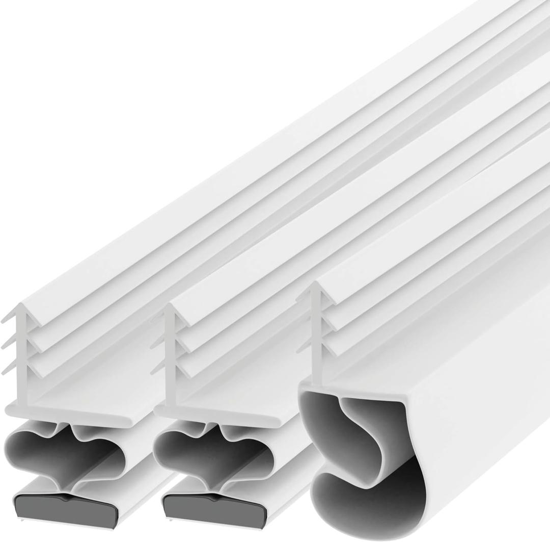 TMH Metal Door Weather Stripping Door Seal Strip - Magnetic Kerf Door Seal Kit, Full Set 36" x 84" - White Kerf Weather Stripping Door Seal.