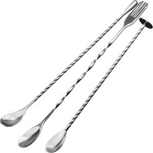 2 x JETKONG 3 Pcs Cocktail Mixing Spoons 12-Inch Bar Spoon Long Stirring Spoon Drink Stirrers Cocktail Spoons for Tea, Coffee, Ice Cream, Juice, Drinks, Milkshakes