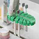 Self Adhesive Toothbrush Holders Wall Mounted, Toothbrush Organizer for Shower, Multipurpose Rack Hanger for Power Plug, Pen, Key(Green) (1)