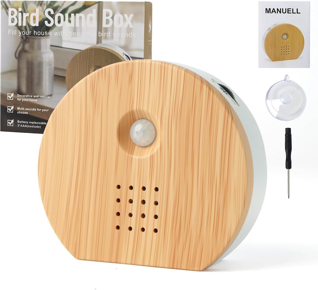 Singing Bird Box, 11 Soothing Natural Sounds, White Noise Nature Sound Box with Motion Sensor & Timer, Portable Bird Chirping Box for Home, Bathroom, Office, Travel, Relaxation