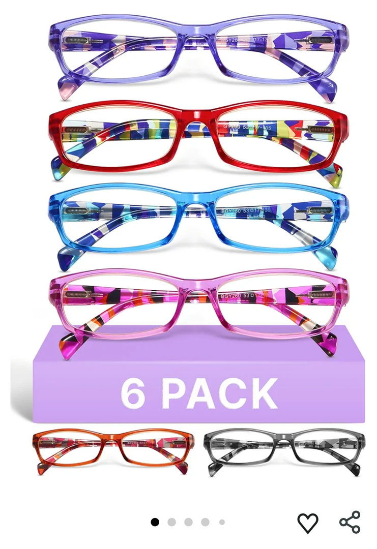 Gaoye 2.5 Reading Glasses for Women, 6 Pack Fashion Readers, Spring Hinge Eye Glasses, Blue Light Reading Glasses