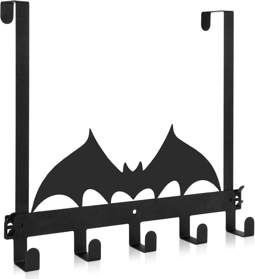 Bat-Shaped Over The Door Hook Halloween Gothic Wall Decor Towel Holder Towel Rack Decor Shelf Door Wall Mount for Bathroom Bedroom Kitchen