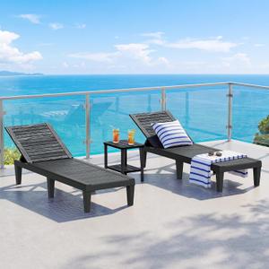 Outdoor Chaise Lounge Chair Set of 2, Black