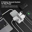 TESSAN Power Strip Surge Protector, 10FT Flat Plug Extension Cord with 8 Outlets 3 USB Charger(1 USB C), 1080 Joules Protection, Wall Mountable Charging Station for Home Office Dorm, Gray