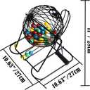 Yuanhe Jumbo Bingo Game Set - 11" Metal Round Cage, 75 Colored Balls, 100 Bingo Cards, 500 Mixed Chips and Master Board for Large Groups, Parties