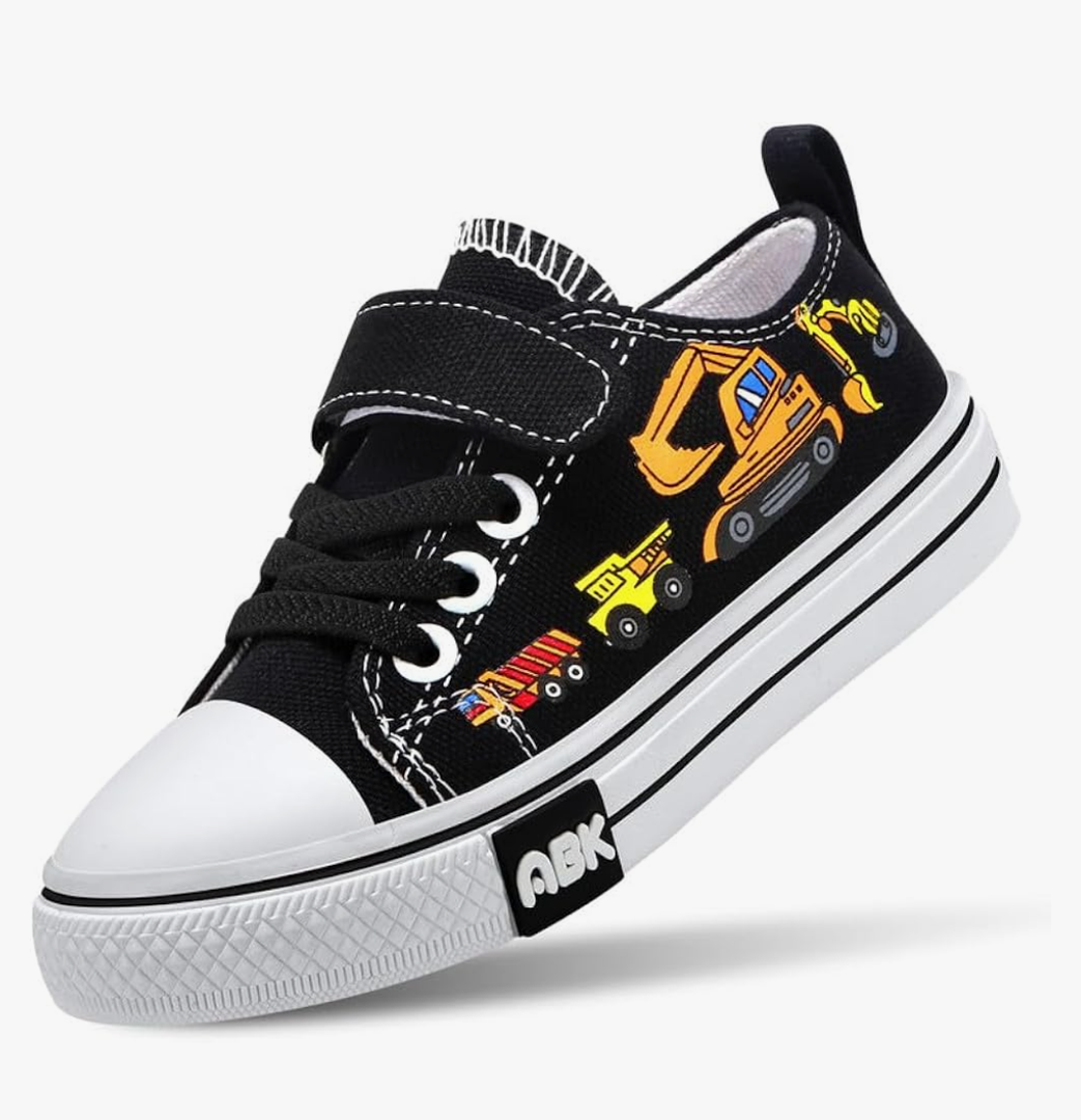 Toddler Boys Girls Slip On Canvas Sneakers Cartoon Dinasour Printed Little Kid Unisex Adjustable Strap Walking Shoes Lazy Shoes with Hook and Loops 1 size
